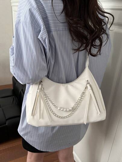 Bolso de hombro de gran capacidad para mujer, estilo minimalista y de Ins, de material suave con decoración de cremallera, ideal para uso diario y como bolso cruzado, nueva llegada del verano 2026