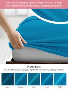 1件纯色100%涤纶床垫罩，床笠，床垫保护套，适用于9-12英寸厚床垫，防缩水，防褪色，防皱，舒适柔软，适合家庭和宿舍使用，T/F/Q/K所有尺寸，通过OEKO-TEX认证，蓝色 - 牛仔藍 - 查看 10