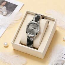 Đồng hồ đeo tay nhỏ sang trọng họa tiết da báo cổ điển, đồng hồ thạch anh đa năng tinh tế, thích hợp làm quà tặng dịp lễ. - Bạc - Xem 3