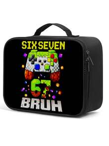 Six Seven Robot Print Square Lunch Bag, Children's Mechanical Pattern Outdoor Picnic Lunch Box, School Lunch Box, Easy To Clean And Carry - Single-sided A-type Horizontal Plate Lunch Bag - View 8