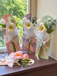 1/8/16入花卉禮品卡、手持花束包裝盒、正方形創意花卉包裝袋，適用於週年慶祝派對禮物、婚禮花束包裝、女性禮物、派對禮品袋、送給媽媽的禮物 - 多色 - 查看 7