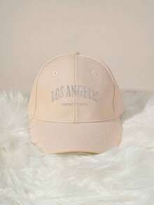 1pc Unisex Kids Embroidered Letter LOS ANGELES Y2K Style Breathable Baseball Cap, Versatile For Outdoor Casual Wear, Suitable For Spring & Autumn - Beige - View 6