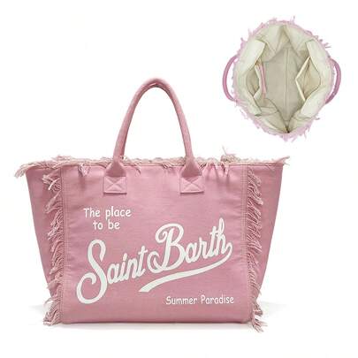 Borsa in tela con nappe e scritte, borsa grande da donna, borsa a spalla con stampa leopardata