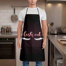 1pc Fashion Eyelash Pattern Apron, Creative Eye Makeup Element Kitchen Waist Apron, Women's Makeup Theme Durable Personalized Eyelash Art Print Household Apron - B - View 6