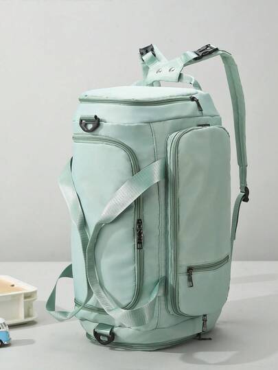 1pc Fitness/Yoga Sling Bag/Sports Bag, With Shoe Compartment And Wet Clothes Separator, Olive Green Material, Travel Bag, Dry & Wet Separation Pocket, Lightweight Handbag, Overnight Bag, Unisex, Suitable For Workout, Travel, Fitness, Swimming, Airplane, Business Trip & Vacation