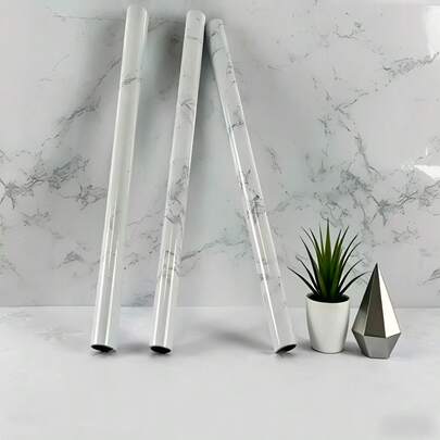 1卷防水PVC自粘白色厨房家具翻新乙烯基壁纸，易于粘贴，可移除加厚壁，适用于房间、厨房台面、橱柜、家居装饰