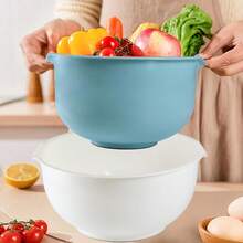 3pcs Plastic Fruit Salad Bowls, Non-Slip Base, Easy-Pour Spout Design, Nesting Bowls With 1.5L Small Seasoning Bowl, 2L Washing & Draining Bowl, 2.5L Large Mixing Bowl, Dishwasher , Stackable Storage, Kitchen Fruit & Vegetable Basket Baking Set, Multi-Function Mixing Bowls, Non-Slip Mixing Bowls Essential Baking Kitchenware - Multicolor - View 9