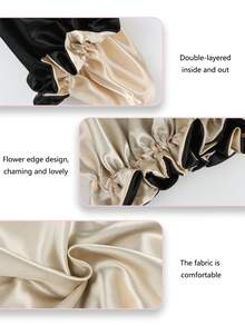 2pcs Dual-Layer Contrast Color Satin Sleep Cap/Wig Cap,Summer,Beach,Hat,Holiday,Travel - Black Rose Gold + Black Rose Red - View 7