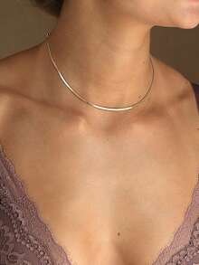 1条35+5厘米不锈钢蛇骨链项链，简约鱼骨链叠戴项链，适合女性日常佩戴 - Necklace - 查看 3