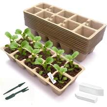 100孔育苗盘，植物育苗盆，12个配套发芽土盆，包含100张标签和2个土壤松土工具，植物幼苗培育套装 - 多款 - 查看 1