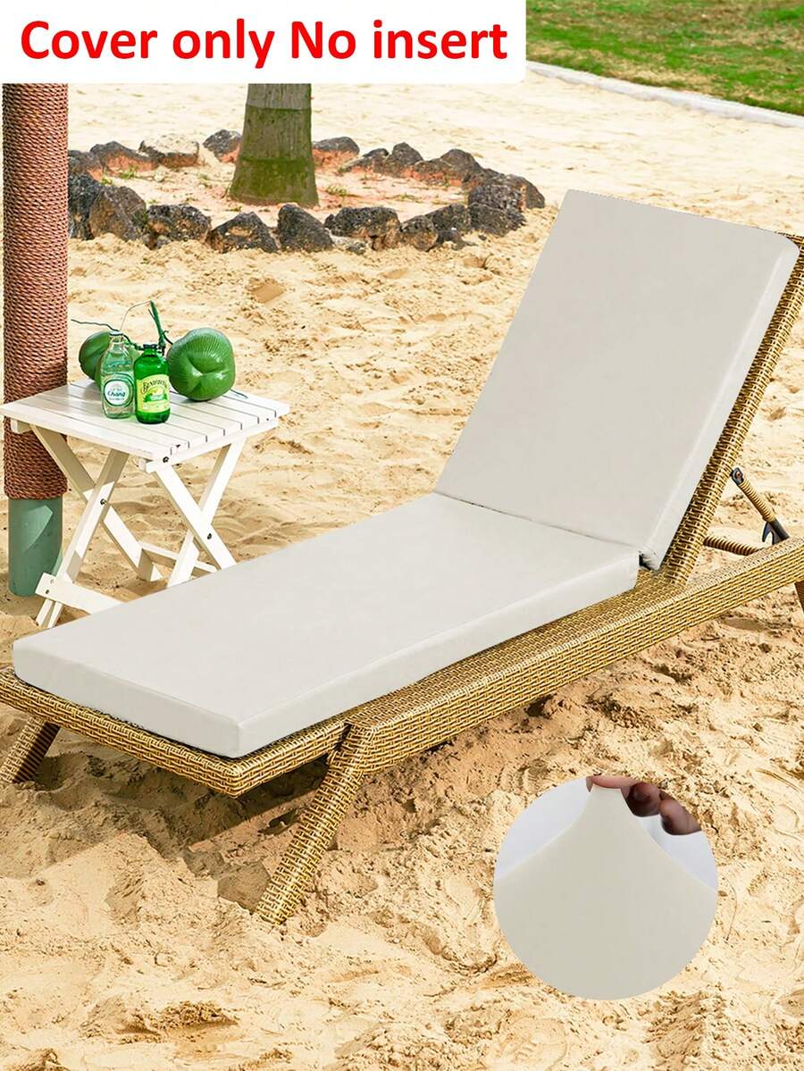 1 pieza Funda de silla de playa de unicolor de seda de leche, elástica y extraíble, lavable a máquina, opciones de varios colores, funda protectora para piscina, playa, sillas de exterior - Multicolor - Ver 1