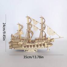 302 piezas Bloques de construcción de madera 3D, Modelo 3D del Holandés Volador, Rompecabezas de juguete de madera, Decoración creativa DIY, Bloques de construcción hechos a mano DIY, Kit de artesanía de madera, Regalo creativo para adultos en Navidad/Cumpleaños, Modelo de rompecabezas 3D, Conjunto de modelo de barco pirata Holandés Volador, Kit de construcción de modelo de barco 3D, Conjunto de manualidades DIY, Rompecabezas 3D interesante para tiempo en familia, Regalo de cumpleaños exquisito - Multicolor - Ver 6