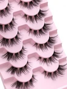 Hinarin 7 Pairs Cat Eye Faux Mink Eyelashes Invisible Strap Eyelashes Cross Style Fluffy Wispy Extended Natural False Eyelashes Easy To Apply For Beginners Reusable Strip Lashes Lashes Eyelashes Fake Lashes - Black - View 6