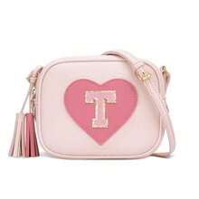 心形26字母斜挎包，可爱方形手提包，配有可调节肩带，可装手机、硬币、现金、卡片 - 彩色 - 查看 30