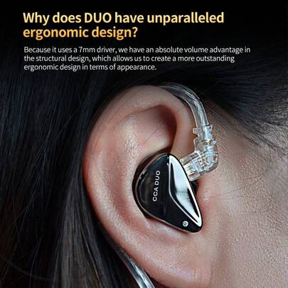 C C A CCA DUO 有线入耳式耳机，IEM 双动圈单元，高保真立体声 3D 打印腔体金属外壳记忆海绵耳塞，可拆卸线缆（带麦克风）