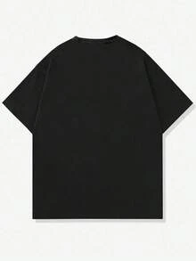 Manfinity Homme Camiseta De Manga Corta Estampada Para Hombre Con Patrón Geométrico - Negro - Ver 2