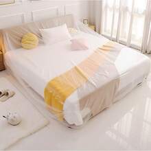 1/5/10 pièces Housse de protection jetable pour meubles, en matériau PE, comprenant une housse de lit et une housse de canapé. Convient pour les voyages et le nettoyage à la maison - Transparent - Voir 4