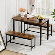 Dining Table & Chair Sets - Black + Rustic Brown - View 2