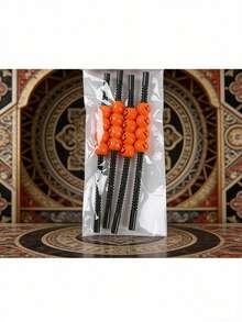 4pcs Halloween Party Straw Toppers, Creative Skull & Pumpkin Shaped Artistic Straws - Multicolor - View 8