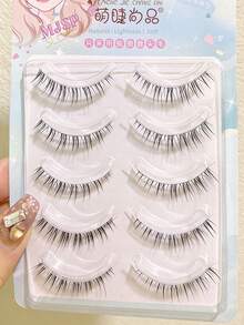 5 Pairs Cartoon Style False Eyelashes, Natural Curly & Lengthening, Lightweight & Reusable, Suitable For Daily Wear In Various Occasions, 5-10mm - View 6