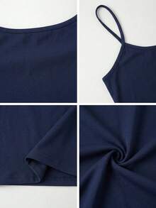 Vaiaye 女士时尚内衣风上衣，春夏条纹印花圆领修身休闲度假性感吊带背心，适合海滩度假和日常休闲穿着。 - 藏青色 - 查看 11