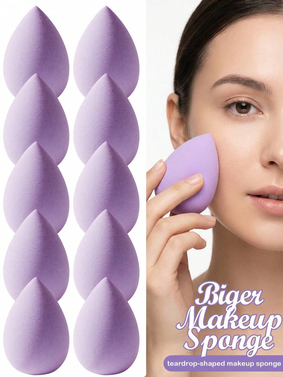 2/4/6/8/10个装紫色斜切化妆海绵，柔软无瑕上妆蛋，干湿两用，适合所有肤质的化妆工具 - 彩色 - 查看 1