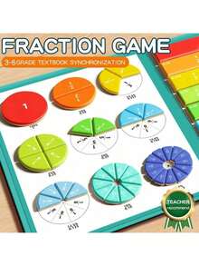 2025 New Fraction Educational Tool, Fraction Science Education Model Hands-On Book, Classroom Fun Demonstration Interactive Math Addition Subtraction Sense, Birthday Gift - Christmas Gift - Perfect Gift - Present - Multicolor - View 1