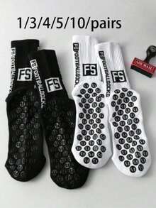 2 Pairs/4 Pairs Unisex Sports Socks, Football Socks, Basketball Socks, Black & White - Black and White - View 8