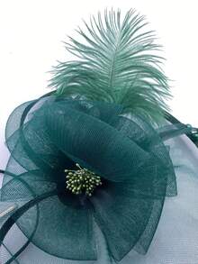 花朵网纱发箍和发夹装饰，适合女士和女孩参加茶会和活动。 - A - 查看 8