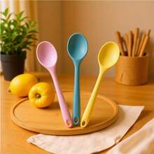 4pcs Silicone Spoons - Heat Resistant Non-Stick Kitchen Mixing Spoons, 8 Inch (20.5cm) Mixing Spoons Tool, Ladle Spoon Rice Spoon Adult Spoon Kitchen Supplies, Suitable For Mixing, Baking, Serving, Cooking And Stirring - Multicolor - View 12