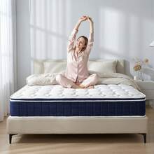 Sour Lemon EDIMENS Pocket Spring Mattress, 25cm High, 7-Zone Orthopedic & Medium-Firm (H5) | Comfort Foam Topper | Compressed In A Box For Easy Transport | 90x200/140x200/180x200 - White Blue - View 2