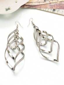 1 Pair Metal Punk Spiral Black Sticker Earrings - Silver - View 3