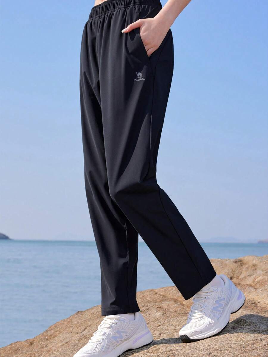 CAMEL CROWN Women's Outdoor Pants, Summer Ice Silk Quick-Dry Sports Pants, Breathable Fast-Drying Casual Running Trousers - Phantom Black - View 1