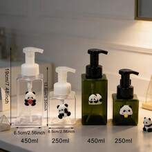 High-Quality 3D Cartoon Panda Style Transparent Pump Bottle, Portable Travel Shower Gel/Shampoo Foaming Dispenser, Skincare Refillable Container - Green - View 8