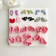 可爱海洋生物粘土切割器套装，海洋动物造型粘土切割器，DIY粘土首饰制作工艺工具 - 粉色 - 查看 2