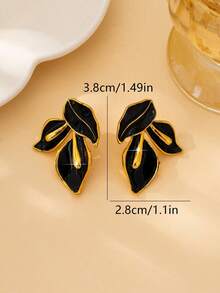 1 Đôi bông tai hình giọt dầu cổ điển thanh lịch, thời trang và đa năng dành cho nữ - màu đen - Xem 5