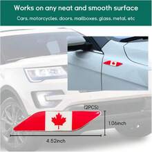 Dickno 2 PCS 3D Tricolor Flag Emblem, Aluminum Car Front Fender Badge Sign Emblem, Auto Stickers And Declaration Decals, Universal Exterior Decor Accessories For All Vehicles (Canada) - Màu A - Xem 2