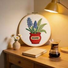 1set Diy Embroidery Kit, Flower Pattern Design Embroidered Wall Art, Hand Sewing Thread Painting, Desktop Decoration, The Color Of The Winding Board Is Random - Multicolor - View 36