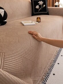 1件纯色仿羊绒沙发毯，适用于客厅、卧室、户外，防宠物污渍，适用于单人沙发和2/3/4人沙发，家居装饰沙发毯，经典款式 - 咖啡棕 - 查看 5