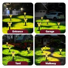 Luces solares de pascua para exteriores 4 unidades luces solares LED amarillas para hongos al aire última intervensión impermeables para decoración solar para patio día de San Valentín Halloween - Paquete de 4 dorados - Ver 6