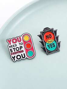 1 Bộ ghim cài áo hình đèn giao thông tráng men "Không", "Có thể", "Có", "Bạn cần dừng lại, hãy dừng việc cài ghim của bạn lại", món quà trang sức đầy cảm hứng dành cho bạn bè. - Nhiều màu - Xem 8