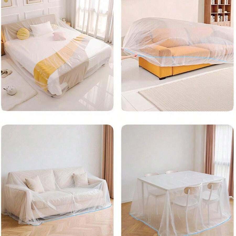 1/5/10 pièces Housse de protection jetable pour meubles, en matériau PE, comprenant une housse de lit et une housse de canapé. Convient pour les voyages et le nettoyage à la maison