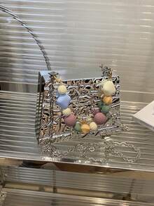 New Women's Handbag, Silver Bag, Small Purse, Chain Shoulder Bag, Women's Gift Suitable For Party, Holiday And Banquet - Silver - View 11