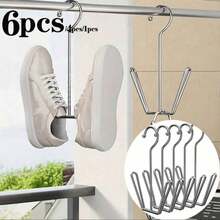 6pcs Stainless Steel Shoe Rack, Home Shoe Rack, Stainless Steel Shoe Rack - 2/4 Pcs, Shoe Display Hanging Hook Stainless Steel Shoe Rack, Shoe Rack - Multicolor - View 2