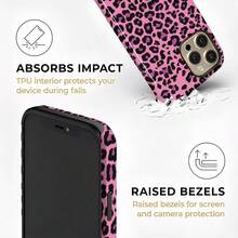 Pink Leopard Print Two-In-One Anti-Drop Design For Film Cases Phone Case Suitable For Compatible With Iphone17,16, 15, 14, 13, 12, 11, PRO MAX, Air, - Multicolor - View 4