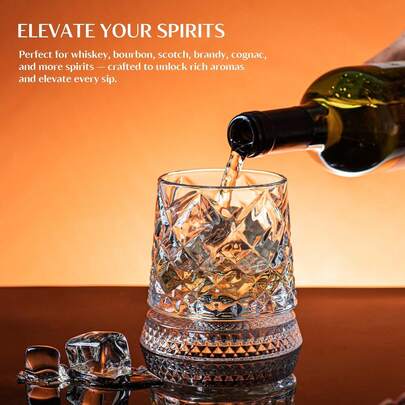 1pc 10oz (283.5g) Rotating Whiskey Glass, Suitable For Scotch And Bourbon Whiskey, Luxury Cocktail Glass For Bar, Party, Home And Gifts, High-End Whiskey Glass, Rotating Decompression Beer Cup, High-End Crystal Whiskey Glass