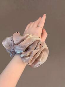 1个法式柔美波点发圈，珠光渐变优雅发髻发绳，马尾辫发圈，新款发饰 - 彩色 - 查看 6