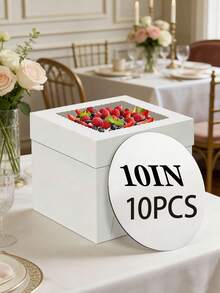 5pcs/Set Cake Boxes With Cake Stands, 2 Packs Disposable Cake Boxes, Cake Carriers, White Bakery Boxes With Window For Cookies, Pies, Cupcakes, Pastries (3 Sizes: 8 Inch, 10 Inch, 12 Inch) - View 21