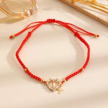 Vòng tay dệt hình Đức Mẹ Maria bán sỉ, vòng tay thời trang đa năng mặt dây chuyền hình trái tim và thánh giá có thể điều chỉnh kích thước dành cho nữ. - 04 KC Gold G-455 - Xem 8