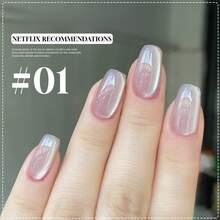 12毫升/瓶 玻璃珠丝丝千秋裸色猫眼指甲油，灰色指甲油，粉色指甲油，2026夏季流行新款美白透明高端瓷白月光磁性猫眼凝胶指甲油，美甲用品 - 彩色 - 查看 5